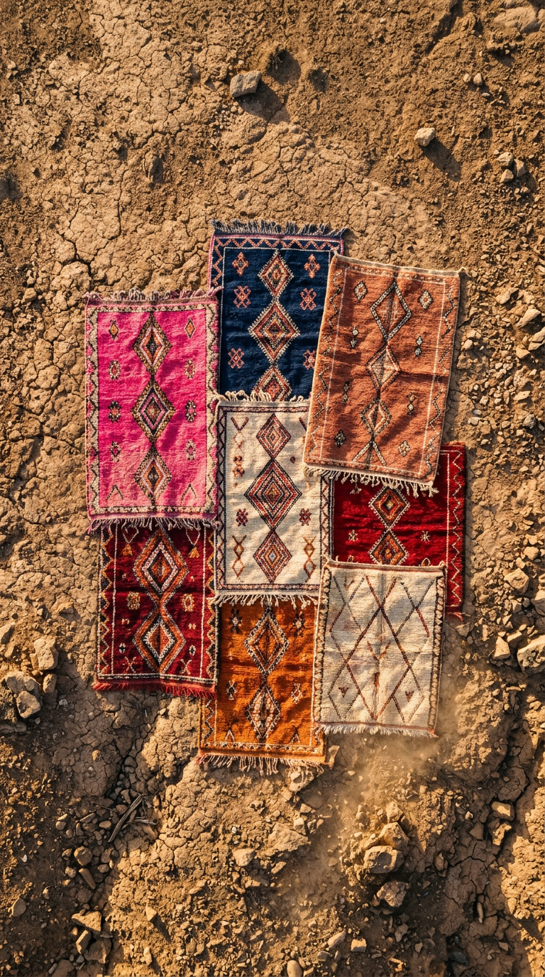 Exquisite hand-tied Moroccan rug featuring traditional Amazigh patterns